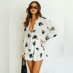 Plant Print Shorts Set